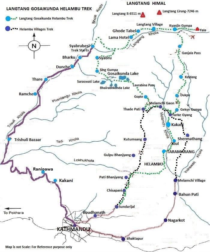 Lantang Trek Langtang Trekking Map
