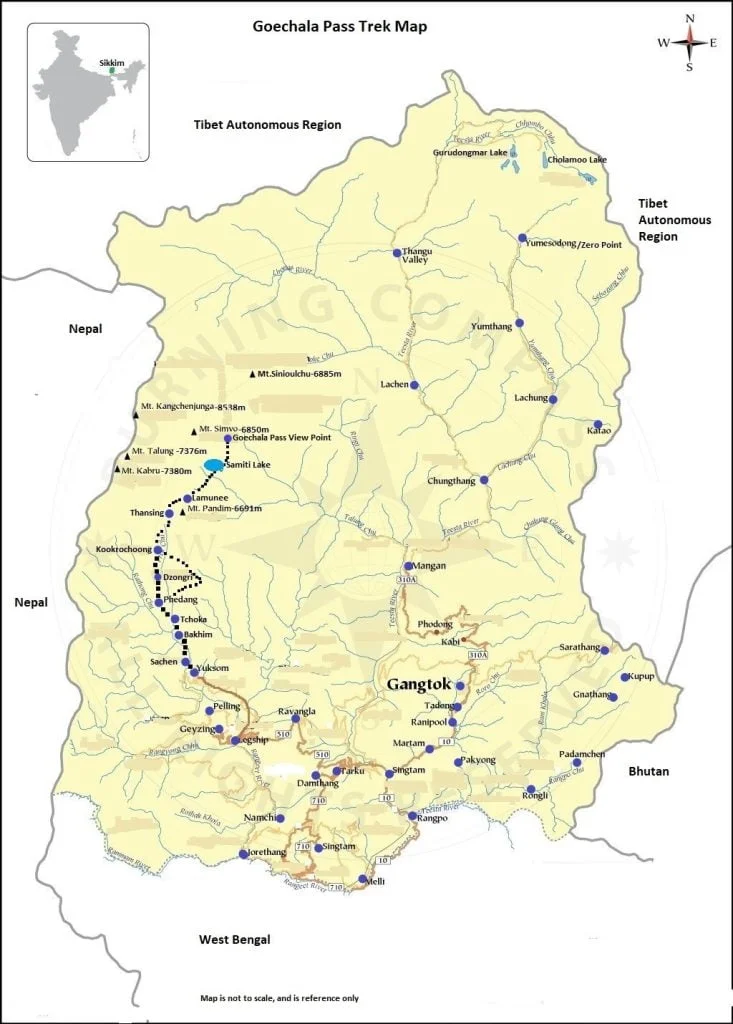Sikkim Trekking Map